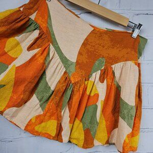 Noel Target Womens 12 Colorful Linen Blend Mini Skirt Retro 70s Hippie Boho